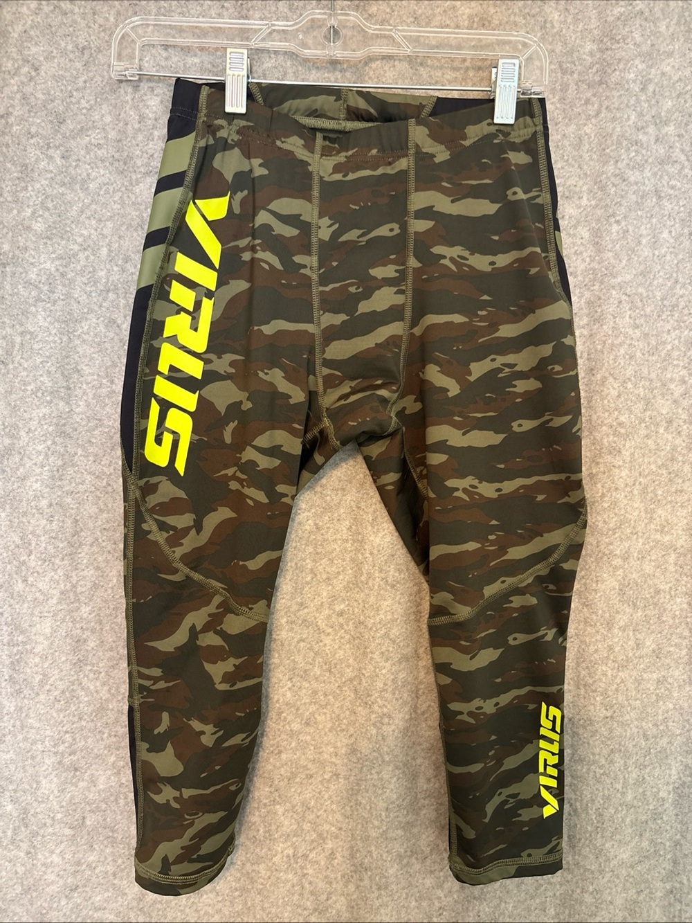 Virus Olive Camo Joggers with Neon Yellow Logos
